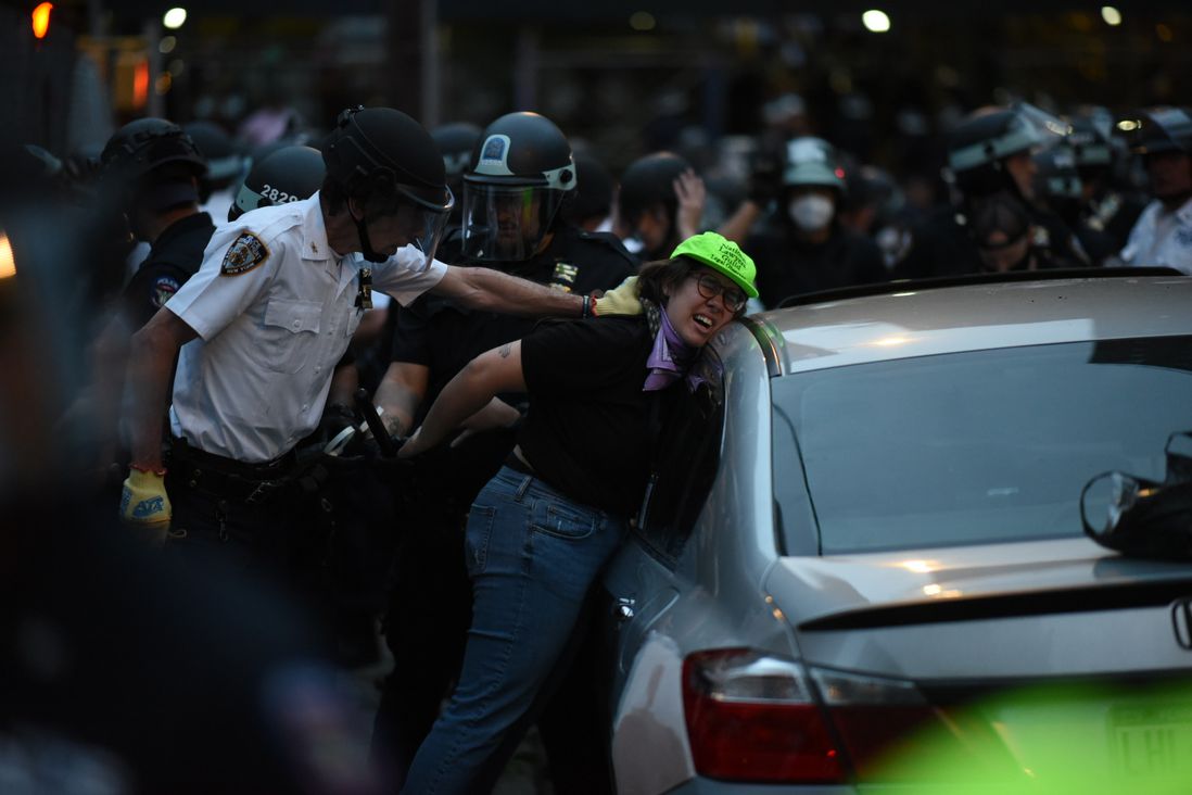 Police arrest legal observers in the Bronx during a protest demonstration on June 4, 2020
